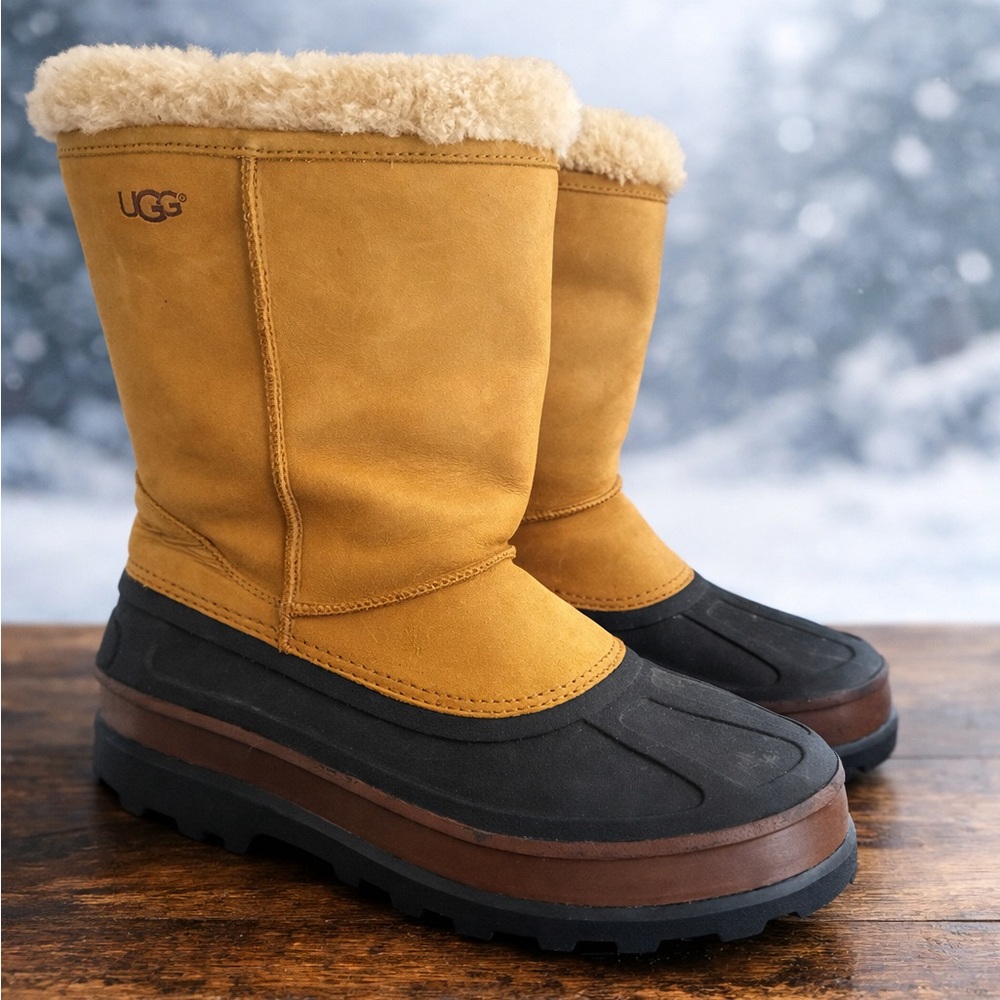 UGG Tan and Black Men's Boots. Size 9 US. Only worn twice. Waterproof!
